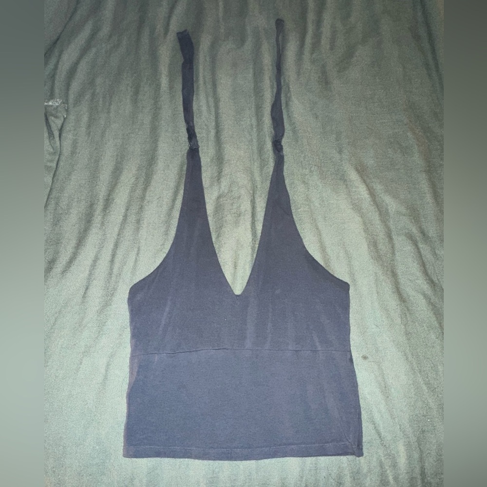 Grey/blue cropped halter top